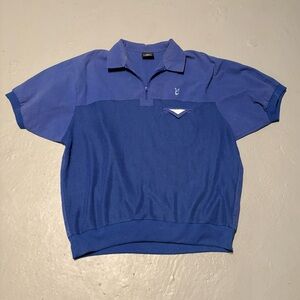 Vintage Playboy quarter Zip Polo Shirt Size XL 80s Blue